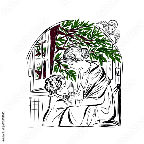 mother with son, family