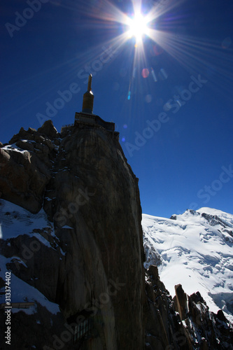 The observation complex on top of the Aiguille-du-Midi in the Mont Blanc massif in France