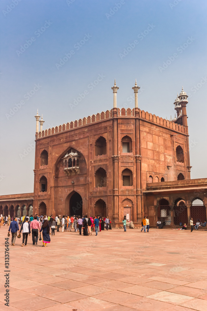 Entrance gate od the Jama Masjid mosque in New Delhi, India