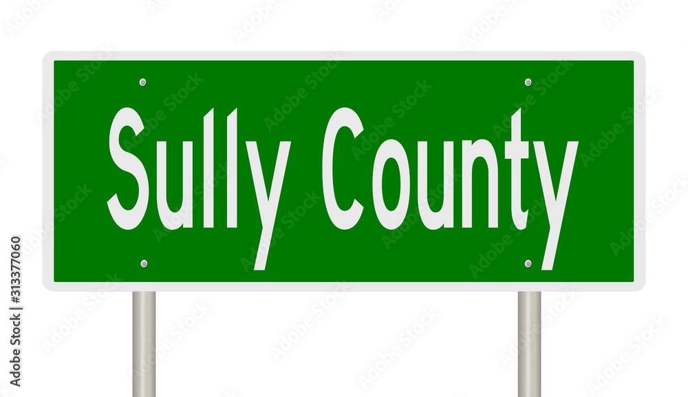 Rendering of a green 3d highway sign for Sully County Rendering of a green 3d highway sign for Sully County