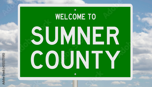 Rendering of a green 3d highway sign for Sumner County photo