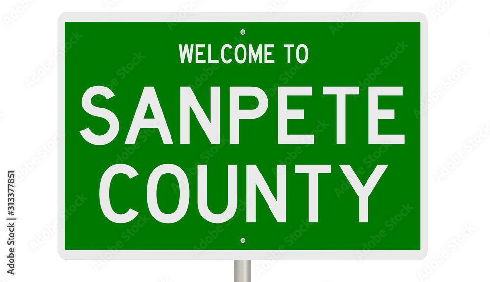 Rendering of a green 3d highway sign for Sanpete County Rendering of a green 3d highway sign for Sanpete County