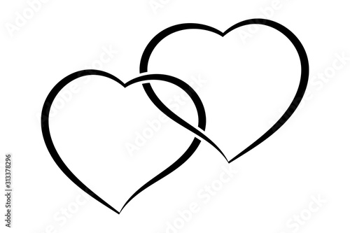 Two hearts as one. Simple doodle