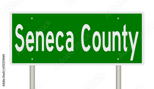 Fotografie Rendering of a green 3d highway sign for Seneca County