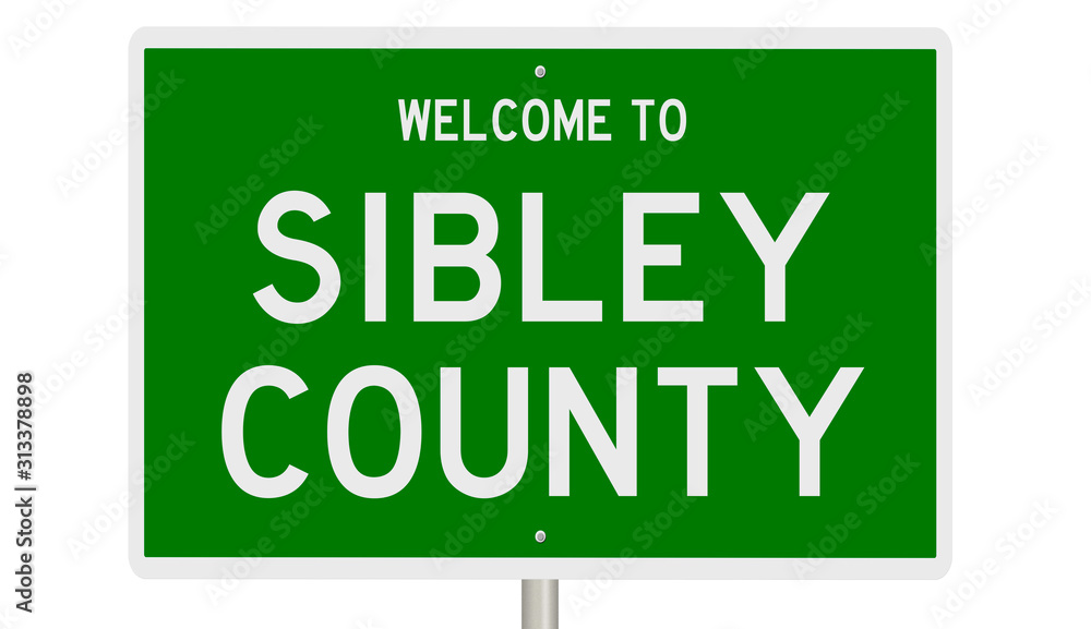 Rendering of a green 3d highway sign for Sibley County Rendering of a green 3d highway sign for Sibley County