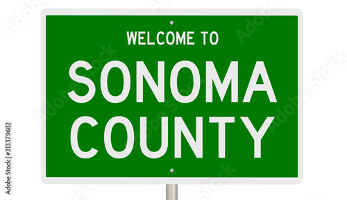 Rendering of a green 3d highway sign for Sonoma County photo