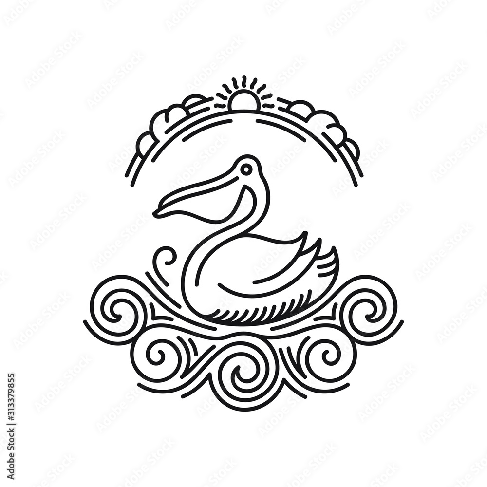 Fototapeta premium Vignette in vintage style. Line art on white background.