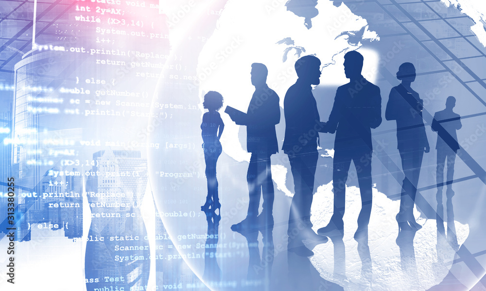 International coders team in global world International coders team in global world