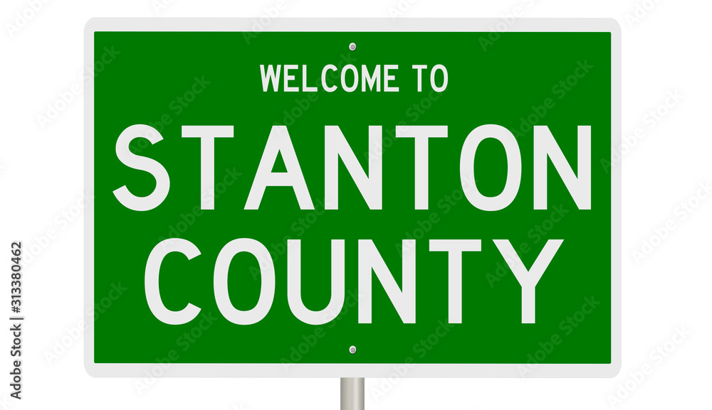 Rendering of a green 3d highway sign for Stanton County Rendering of a green 3d highway sign for Stanton County