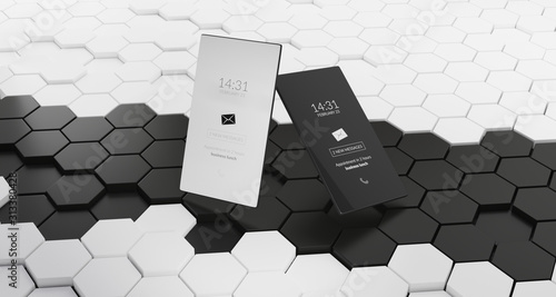 mobile phone dark mode grid...