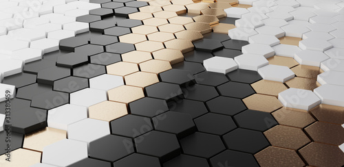 hexagons background black g...