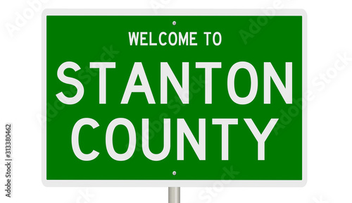 Rendering of a green 3d highway sign for Stanton County © Rex Wholster