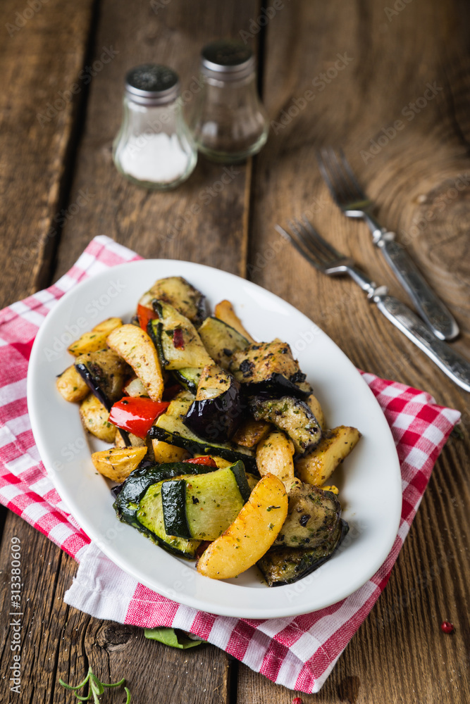 Fried vegetables on a plate Fried vegetables on a plate