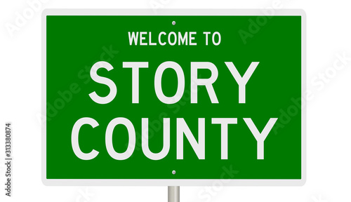 Rendering of a green 3d highway sign for StoryCounty