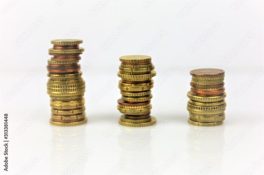 stack of coins isolated on white background stack of coins isolated on white background