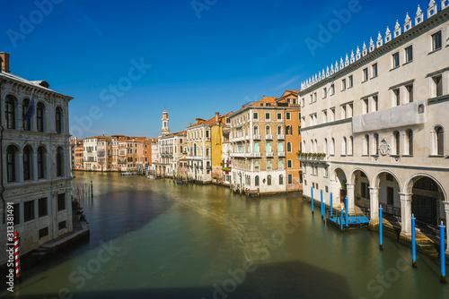 View of Grand canal taken from Rialto bridge in Venice, Italy.