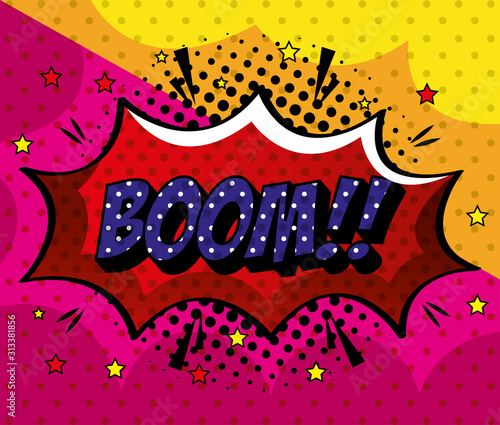 boom expression sign pop art style vector illustration design