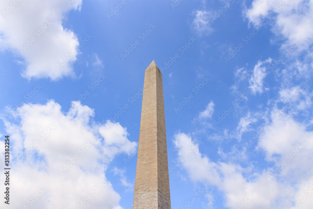Washington Monument in Washington DC, United States. It’s is an obelisk on the National Mall in Washington, D.C.