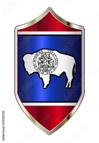 Wyoming State Flag On A Crusader Style Shield