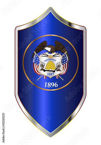 Utah State Flag On A Crusader Style Shield