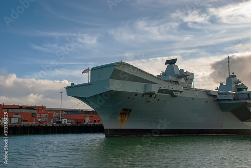 The ski-jump on a Royal Navy Queen Elizabeth class aircraft carrier photo