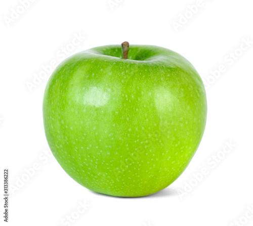 Green apple isolated on white background. Healthy food.