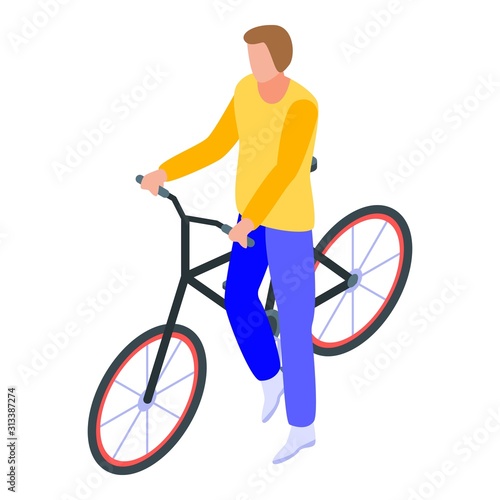Student take bicycle icon. Isometric of student take bicycle vector icon for web design isolated on white background