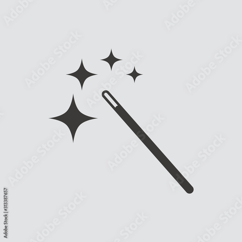 Magic wand icon isolated of flat style. Vector illustration.