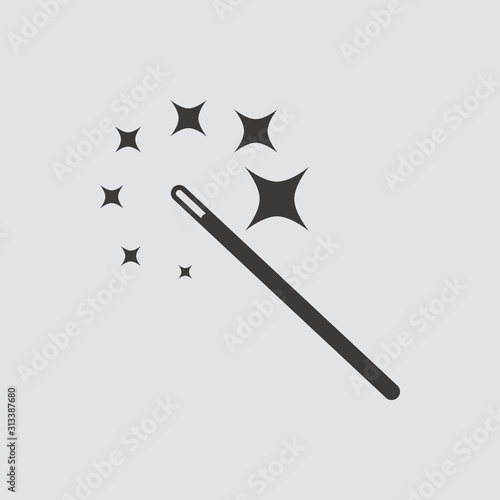 Magic wand icon isolated of flat style. Vector illustration.