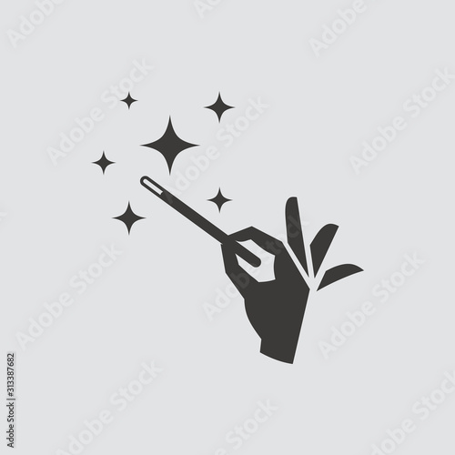 Magic wand icon isolated of flat style. Vector illustration.