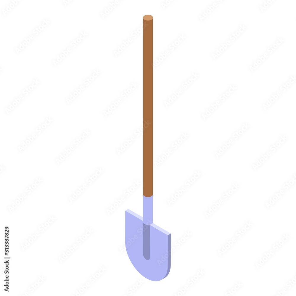 Shovel icon. Isometric of shovel vector icon for web design isolated on white background Shovel icon. Isometric of shovel vector icon for web design isolated on white background