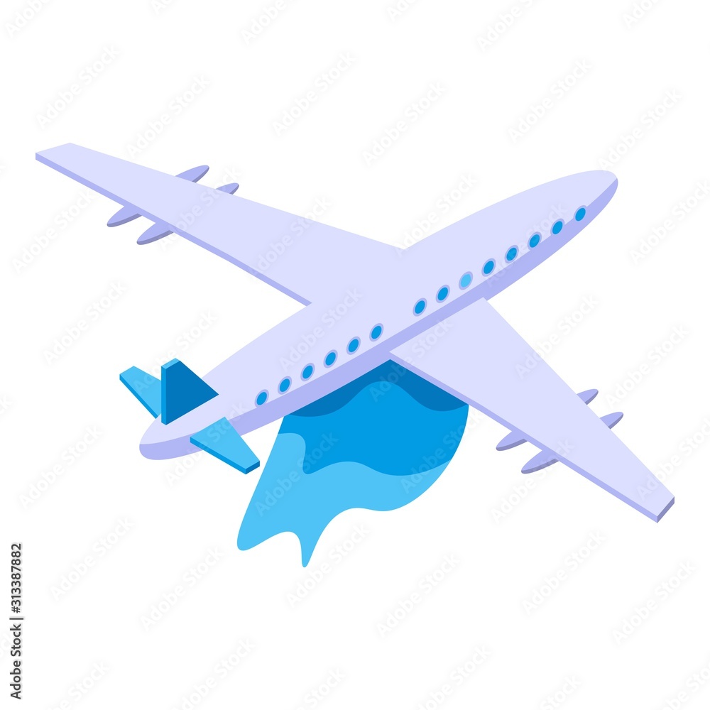 Airplane firefighter icon. Isometric of airplane firefighter vector icon for web design isolated on white background Airplane firefighter icon. Isometric of airplane firefighter vector icon for web design isolated on white background