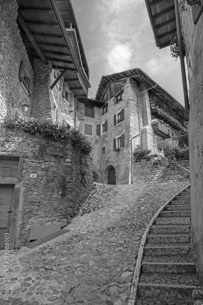 Canale di Teno - The ailsle in the little rural mountain village near Lago di Teno lake.