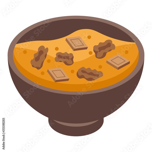 Muesli bowl icon. Isometric of muesli bowl vector icon for web design isolated on white background