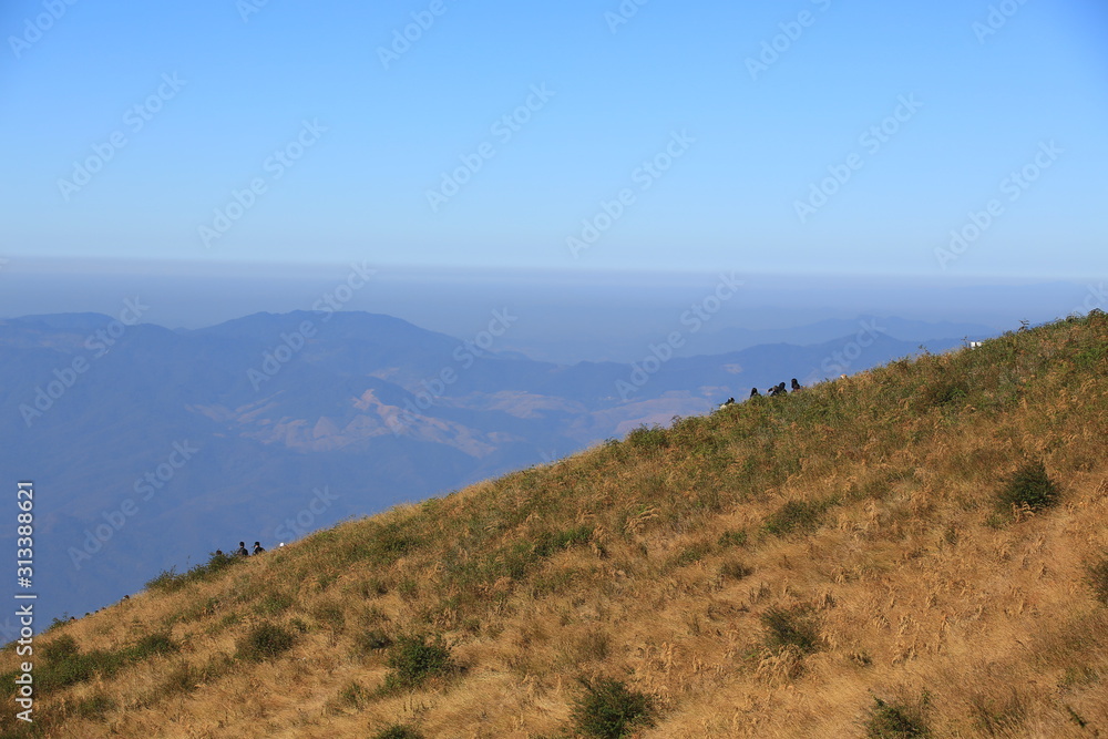 the deep slope in Chiang rai doi inthanon peak in thailand, the highest mountain in thailand
