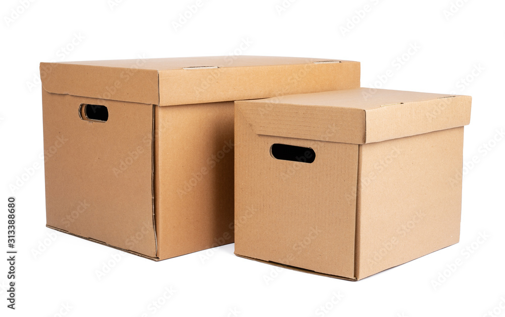 Cardboard brown box isolated on white background