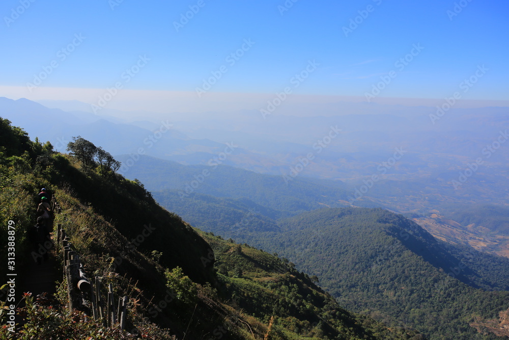 Fototapeta premium chiang rai doi inthanon peak in thailand, the highest mountain in thailand