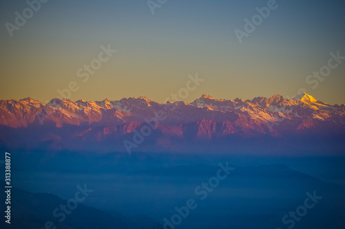 Himalayan sunrise mountain views in Nepal