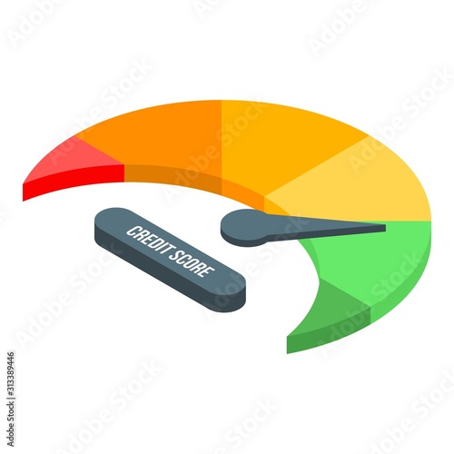 Credit score icon. Isometric of credit score vector icon for web design isolated on white background
