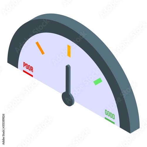 Gauge credit score icon. Isometric of gauge credit score vector icon for web design isolated on white background