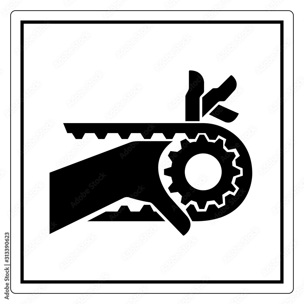 Hand Entanglement Notched Belt Drive Symbol Sign, Vector Illustration, Isolate On White Background Label .EPS10 Hand Entanglement Notched Belt Drive Symbol Sign, Vector Illustration, Isolate On White Background Label .EPS10