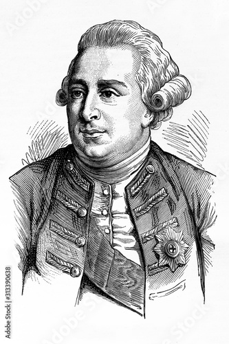 George III, king of the United Kingdom. 1738-1820. Antique illustration. 1890.