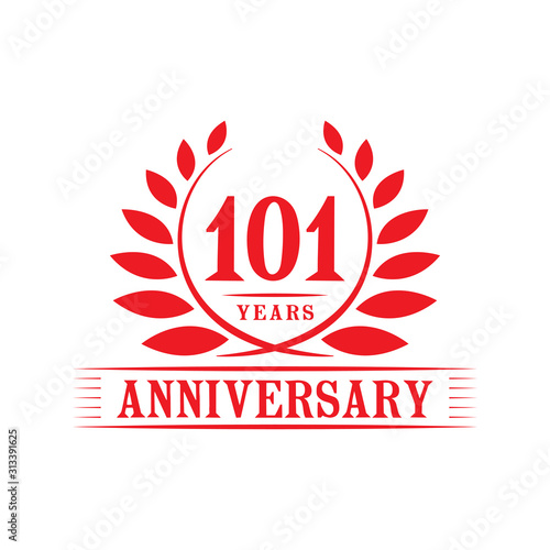 101 years logo design template. One hundred first anniversary vector and illustration.