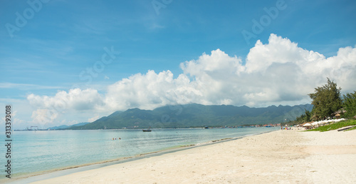 White sand beach and seascape view. Vietnam