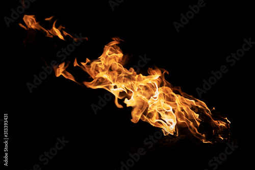 Fire flame burning dark isolated background
