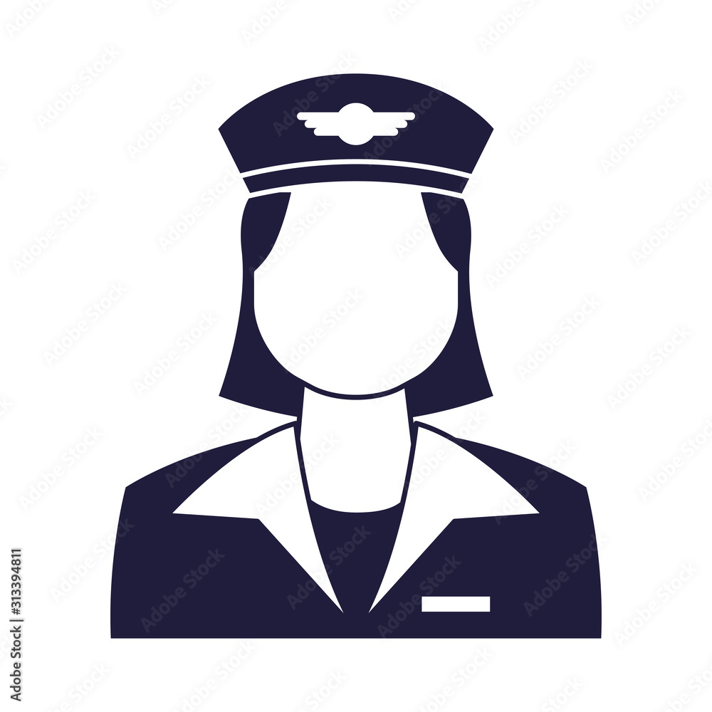 captain pilot avatar isolated icon