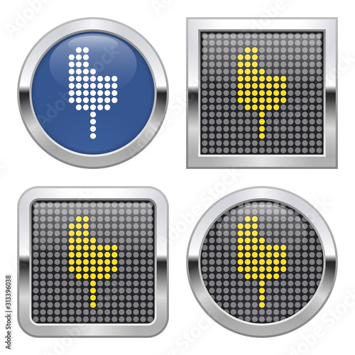 Dotted icon of bitten ice cream on glossy button in four variants