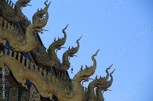 Thailand temple decoration of Thai style dragon so call Naga or Nagi © LT