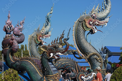 Thailand temple decoration of Thai style dragon so call Naga or Nagi