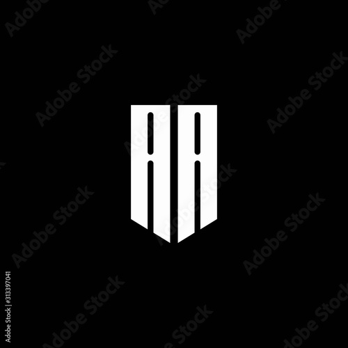 AA logo monogram with emblem style isolated on black background